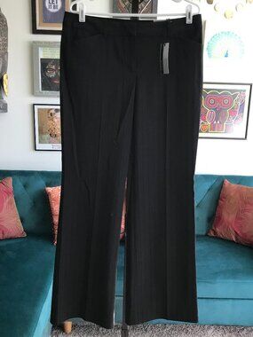 Black Women’s Pinstripe Wide-Leg Dress Pants